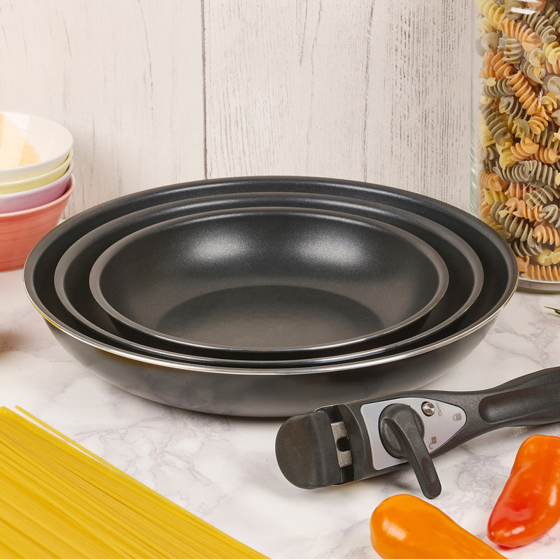 Symple Stuff Mekhag 3 Pieces Hard-Anodized Aluminum Non Stick Cookware Set