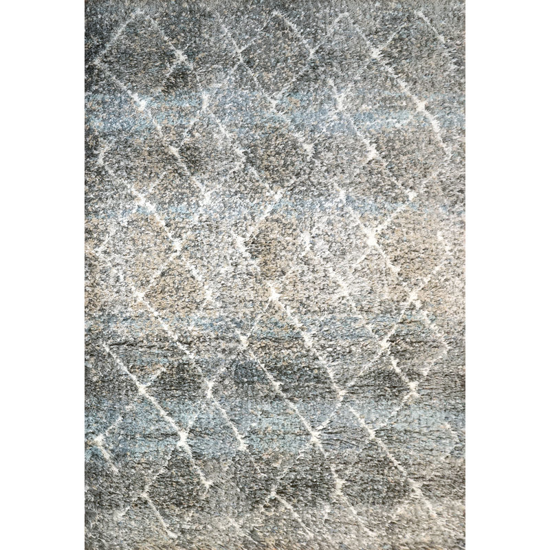 Tapis gris/ivoire zone géométrique Ciera, Rectangle 2 pi 7 po x 5 pi