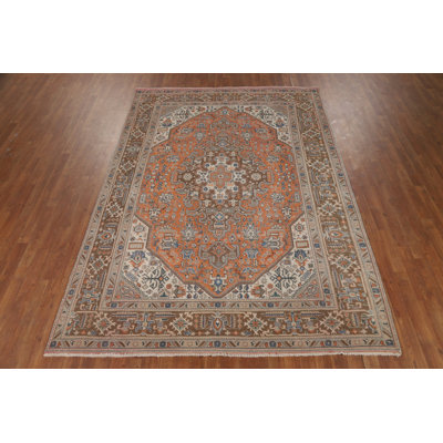 Orange Geometric Traditional  Area Rug 6x9