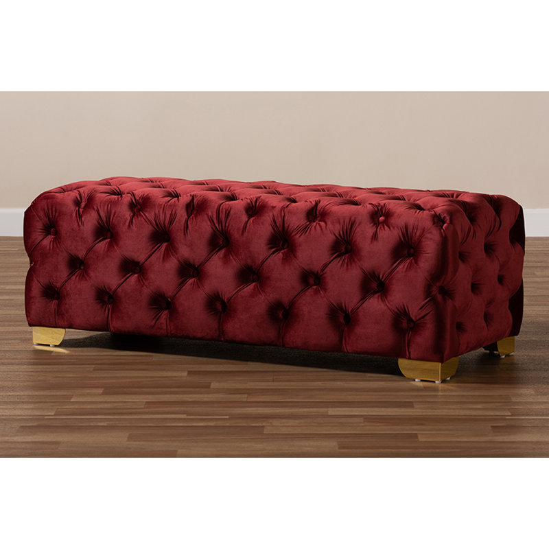 Crotts Velvet Upholstered Bench, Burgundy
