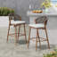 Tabourets de bar d'extérieur à structure en aluminium à hauteur de siège de 30,25 po avec dossier en forme de feston en rotin Pe, ensemble de 2-655242432-655242494