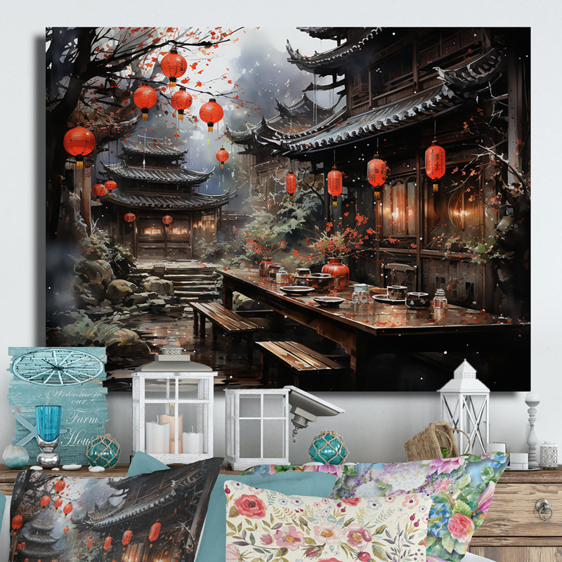 " China Art Red Lantern I ", 12" H x 20" W x 1" D