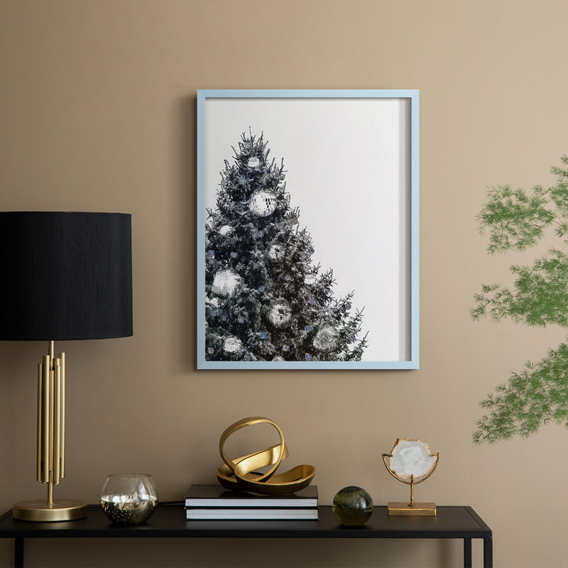 «Disco Christmas Tree II», reproduction encadrée - bois massif, H 21 po x l 17 po, Bleu