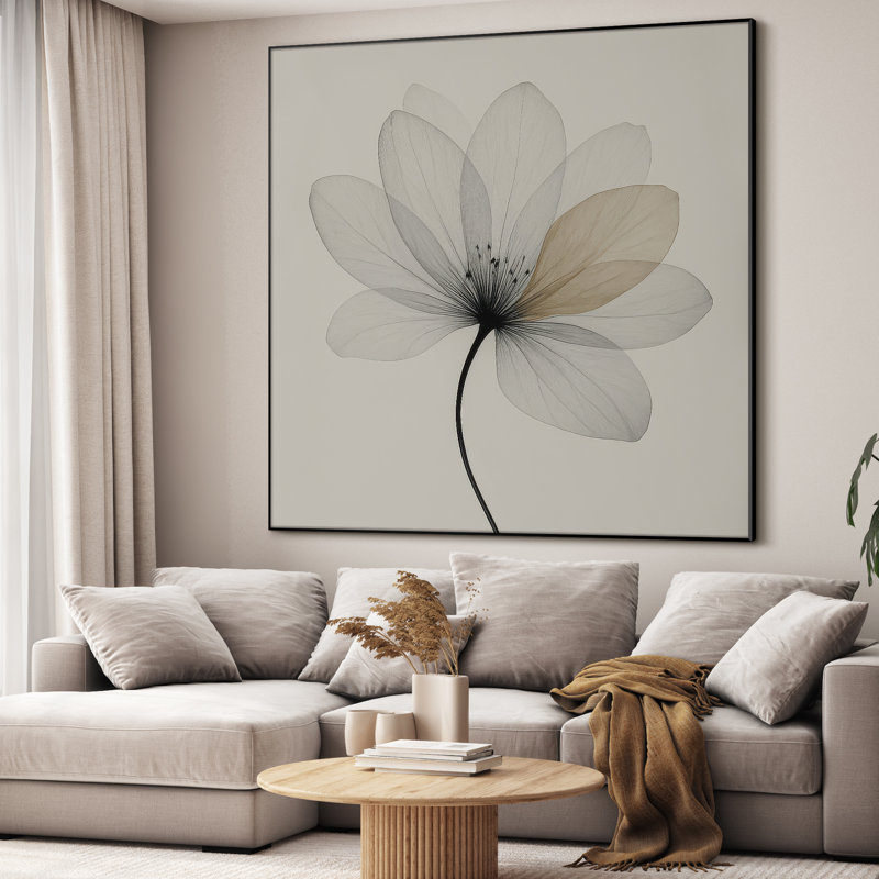 Très grande reproduction d'art sur toile - Fleur, art floral moderne, décoration pour le salon ou la chambre à coucher - «Assemblage requis du cadre (cadre non fini)»