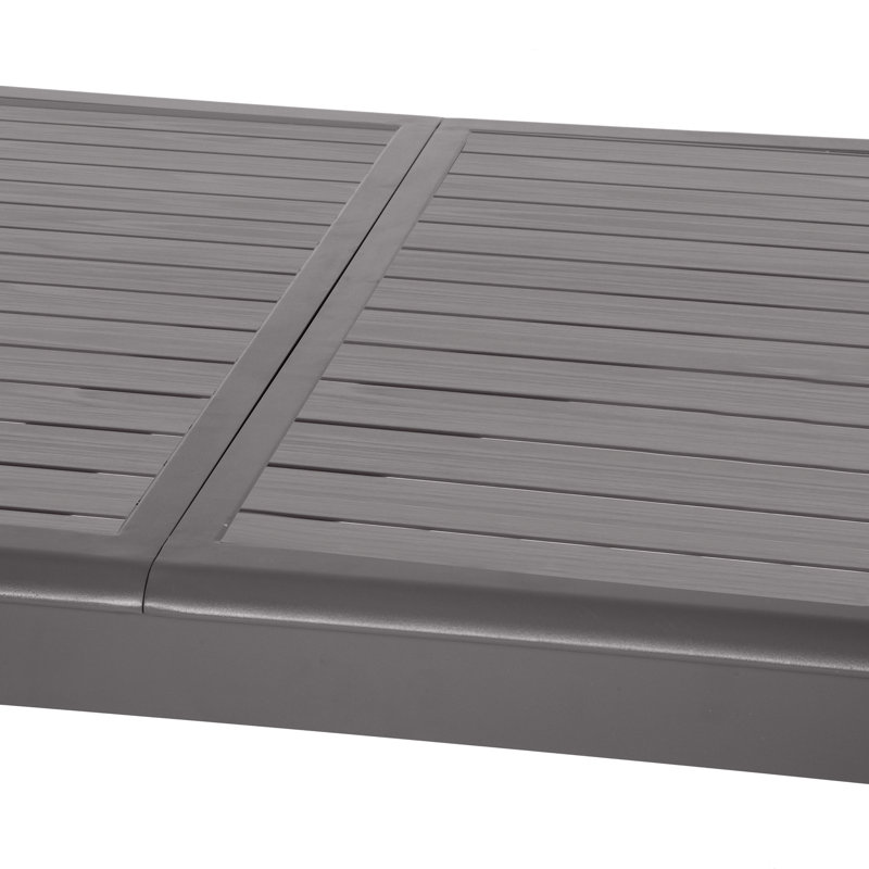 Telemanus Rectangular Metal Extendable Outdoor Dining Table , 160cm cm W 100cm cm D, Dark Brown