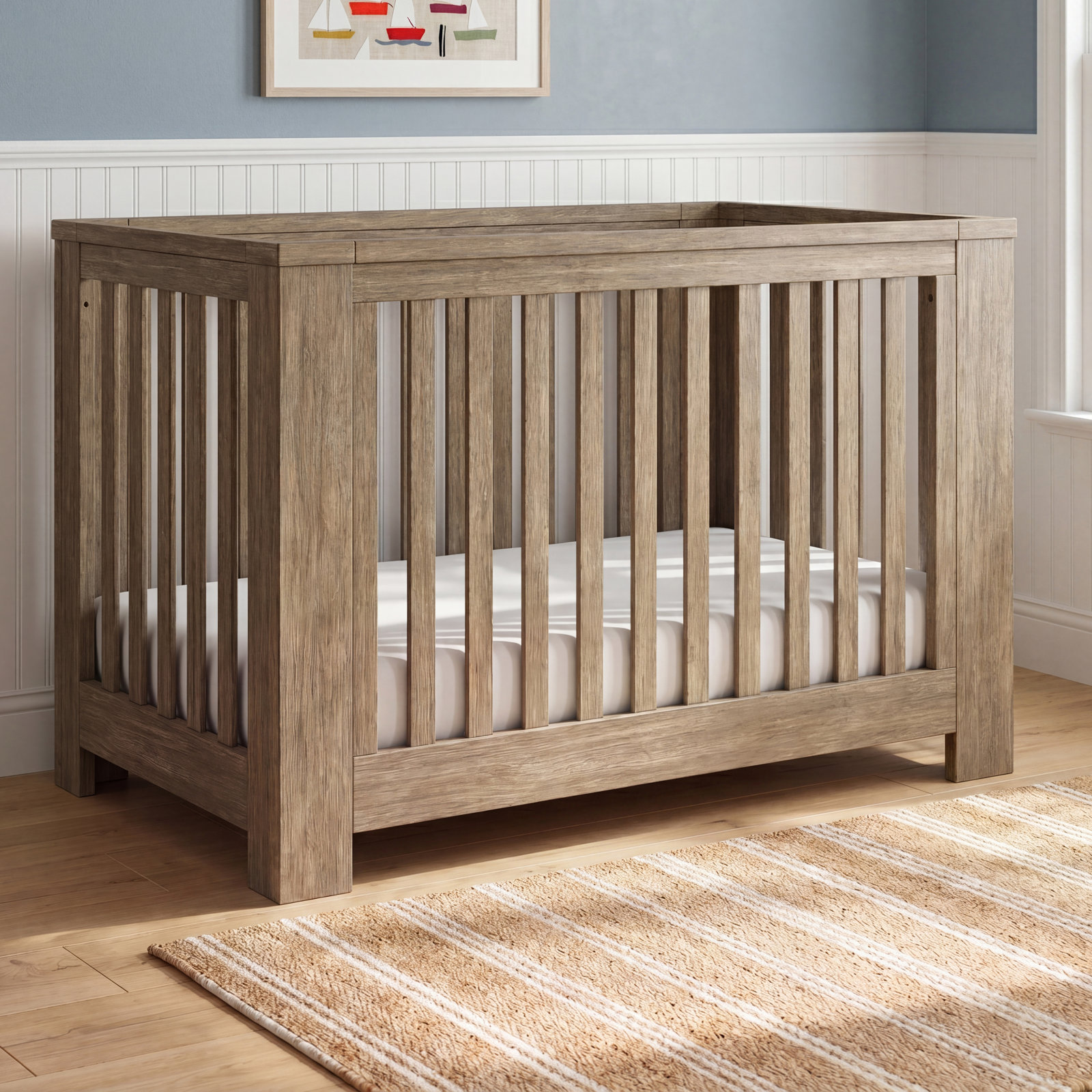 Albie Pine Convertible Crib, Sandstone