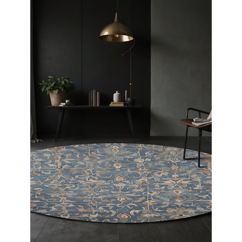 Machine Washable Black Area Rug, Round 6'
