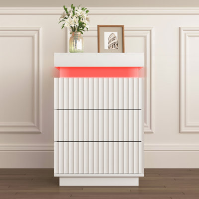 Nightstand Set of 2 with Charging Station & LED Lights