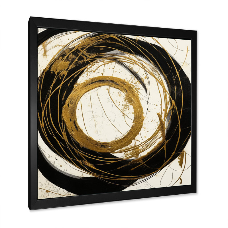 Art noir et or noir du Chaos III - Peinture abstraite, art mural, H 16 po x l 16 po x P 1 po, Cadre photo noir