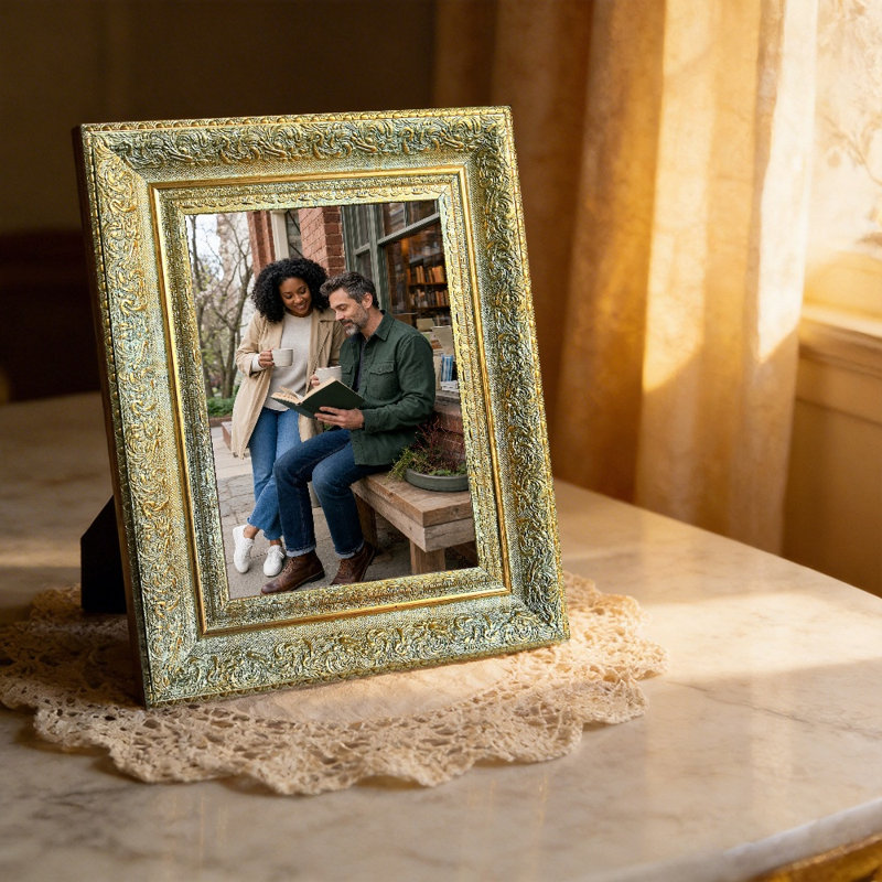 Cadre 3 pièces doré antique pour photos et cadeaux de Noël 5 "x 7"