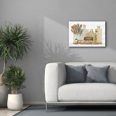  «Tuscan Bread Board» par Cindy Jacobs, art mural sur toile, 26 po x 18 po