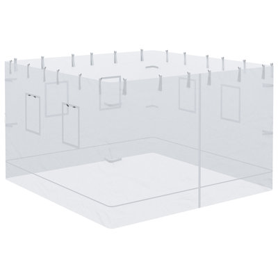 Pop Up Canopy Walls, Universal Replacement Netting, Set Of 4 Mesh Screen Sidewalls, Patio Netting With 6 Service Windows And 1 Door For 10' X 10' Canopy Tent, White