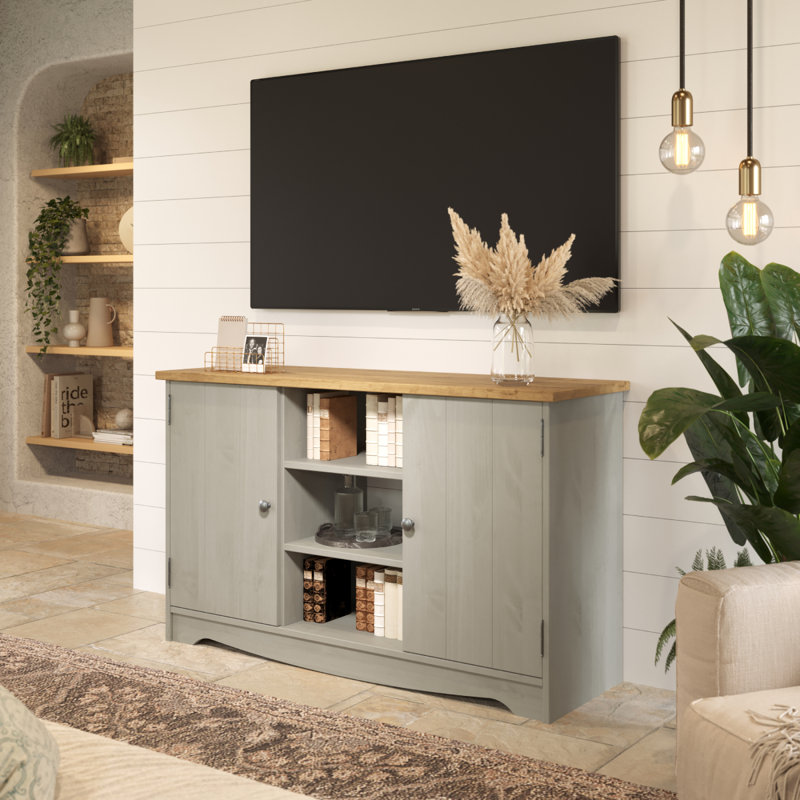 Daneleigh 51.97 " W Pine Solid Wood Sideboard, Gray