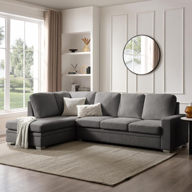 Alcott Corner Sofa, Grey Linen, Left Hand Facing