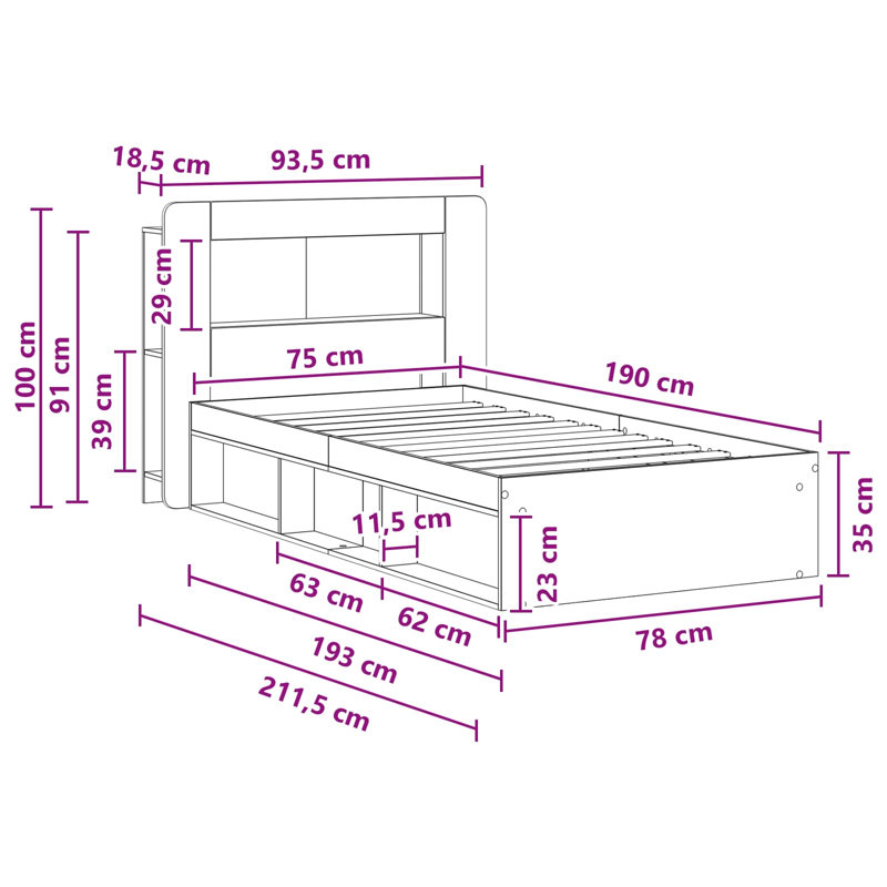 Bed, Sonoma Oak, Small Single (2'6)