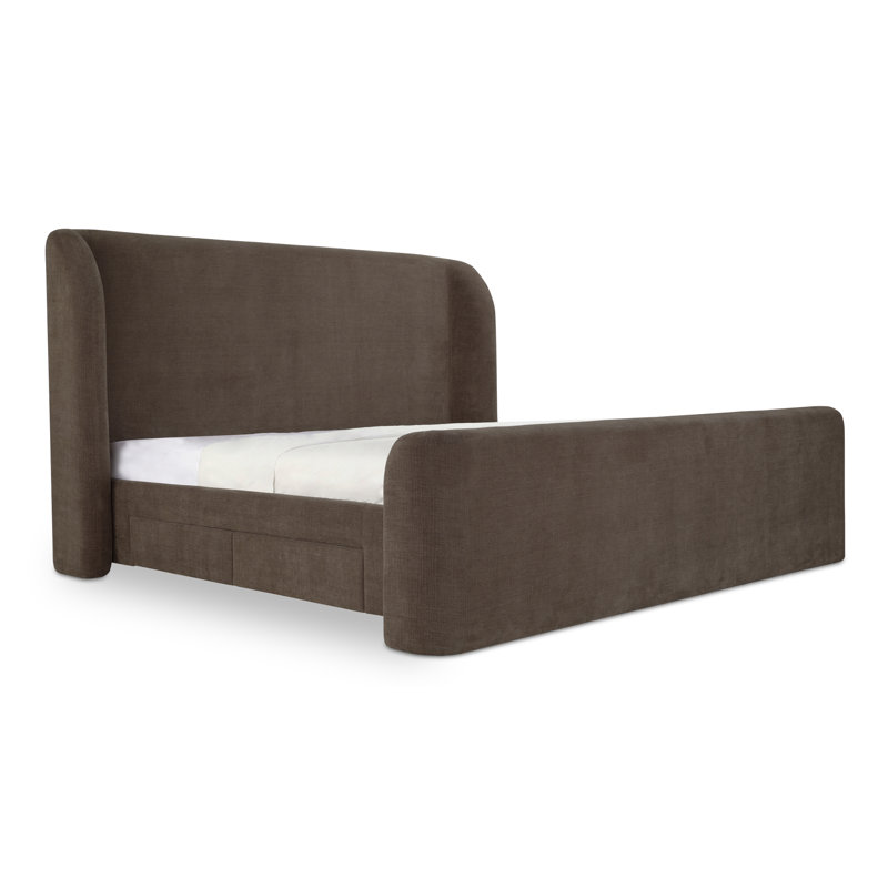 Lit avec rangement tapissier Lizzie, Grand, Brun foncé