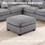 Ensemble de canapé modulaire 4 pièces avec coin en coin et repose-pieds, tissu en velours côtelé en forme de L-1690960915