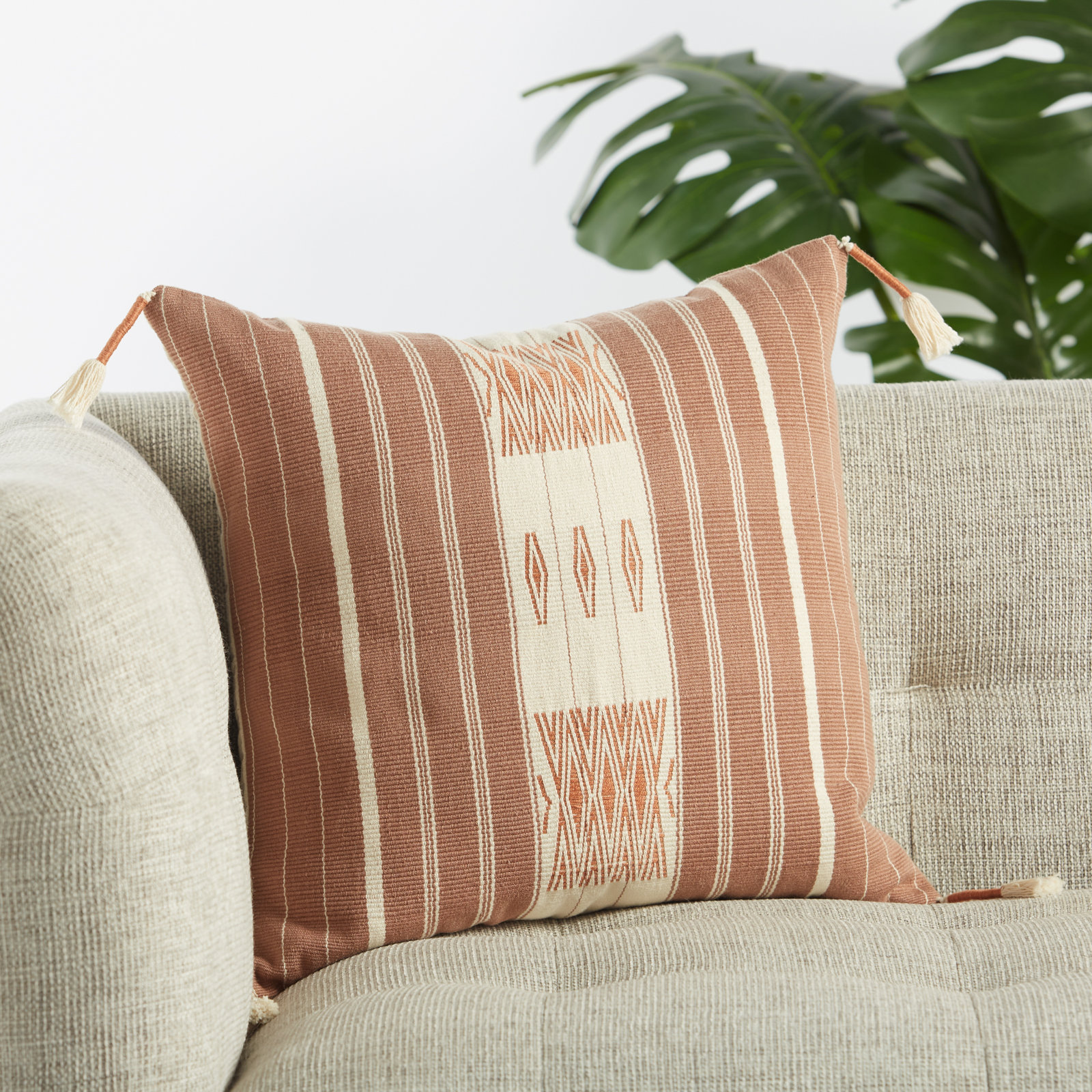 Ezri Tassels Cotton Throw Pillow, No Fill