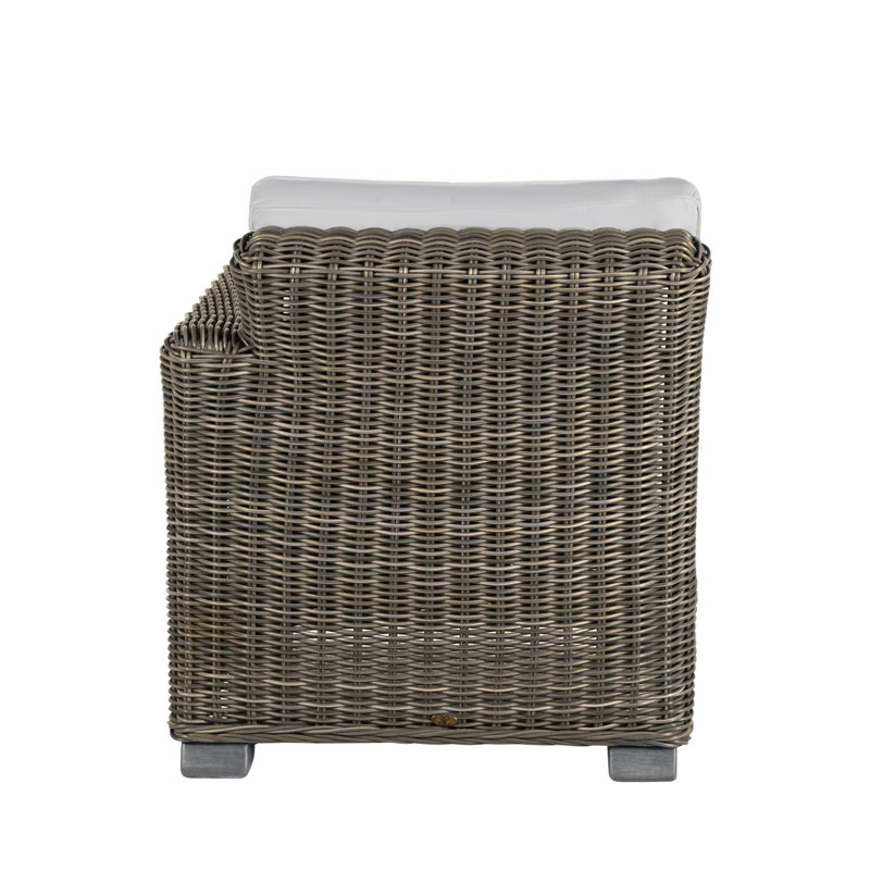 Rustic Patio Lounge Chair with Cushions, Welt, Rollo Cream InsideOut® Linen, Oyster