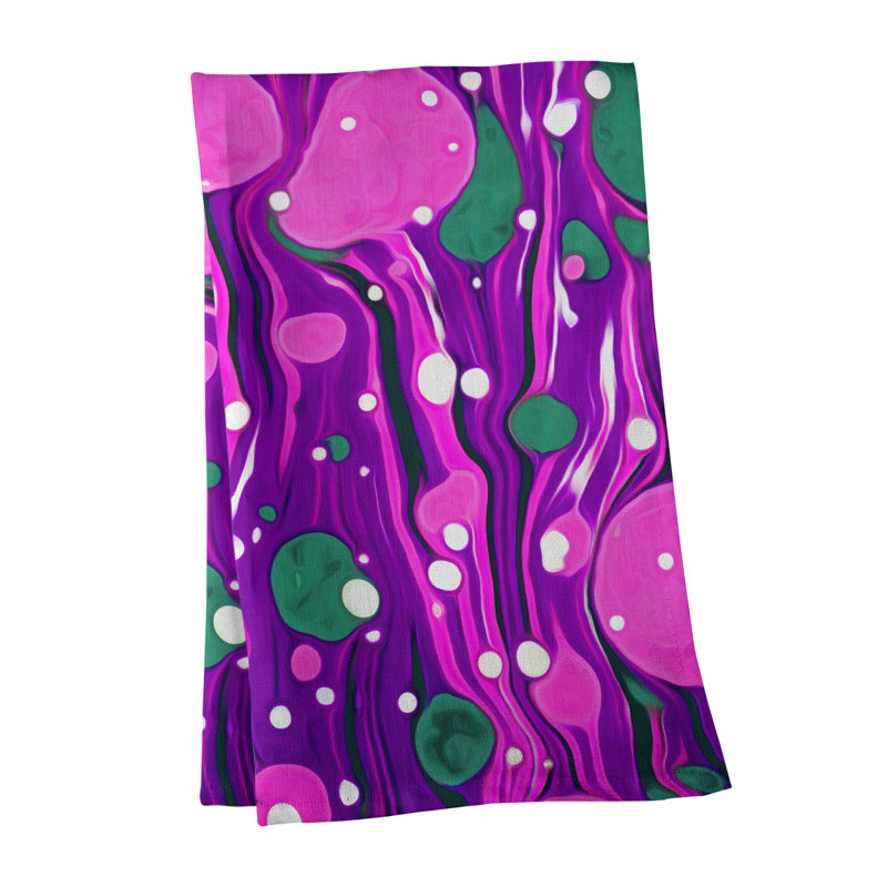 Serviette de thé à tourbillons paint, Mauve, Sergé de polyester