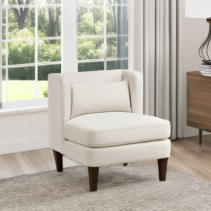 Fauteuil d'appoint moderne sans accoudoirs 27,5 po Elodie, Velours beige