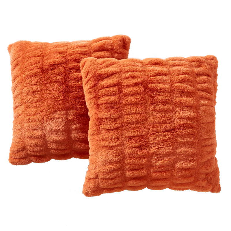 Shar Pei Faux Fur Euro Pillow Cover, Burnt Orange