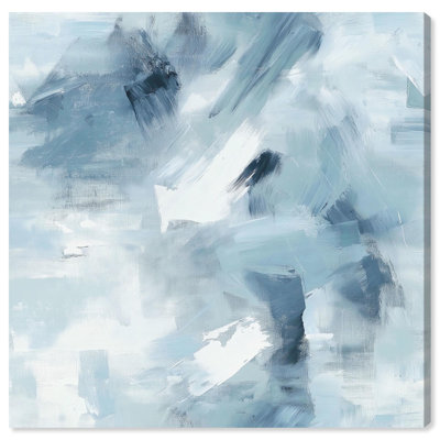 Art Remedy Faded Blue Abstract Canvas   Where Clouds Gather II