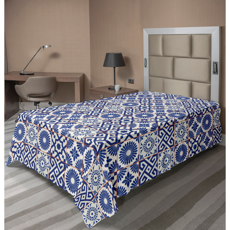 Ambesonne Top Flat Sheet Royal, Gray Blue Patchwork 1, Twin XL Flat Sheet