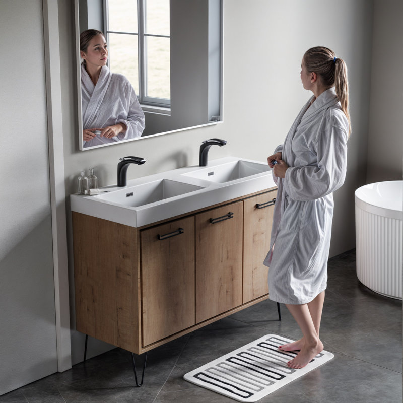 Dowell 48" Rectangular Drop-In Double Bathroom Sink with Overflow