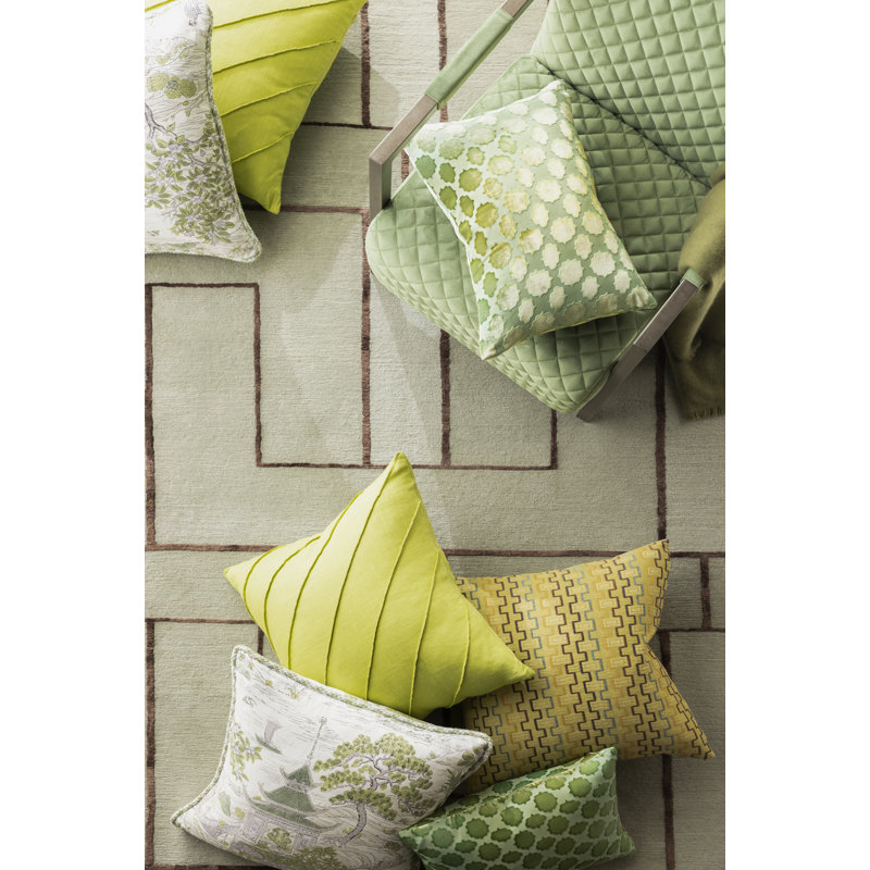 Mod Fretwork Velvet Rectangular Pillow Cover & Insert, 14" x 20", Grass, Down
