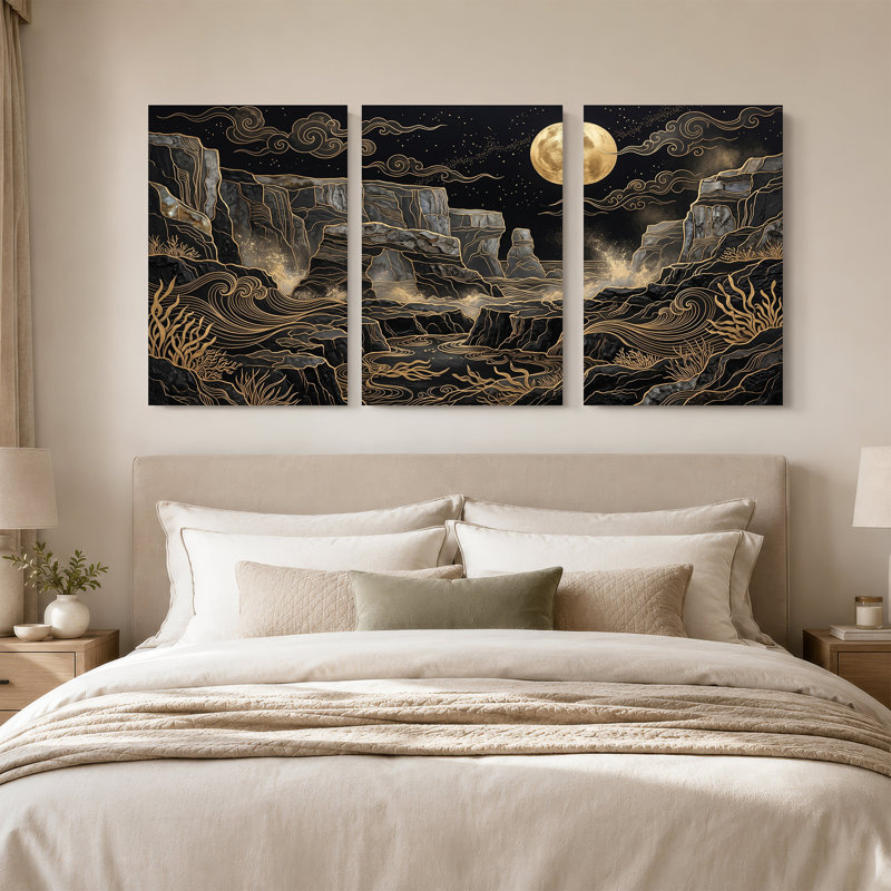 Ensemble de 3 toiles murales Moonlit, H 30 po x l 20 po x 3 pièces