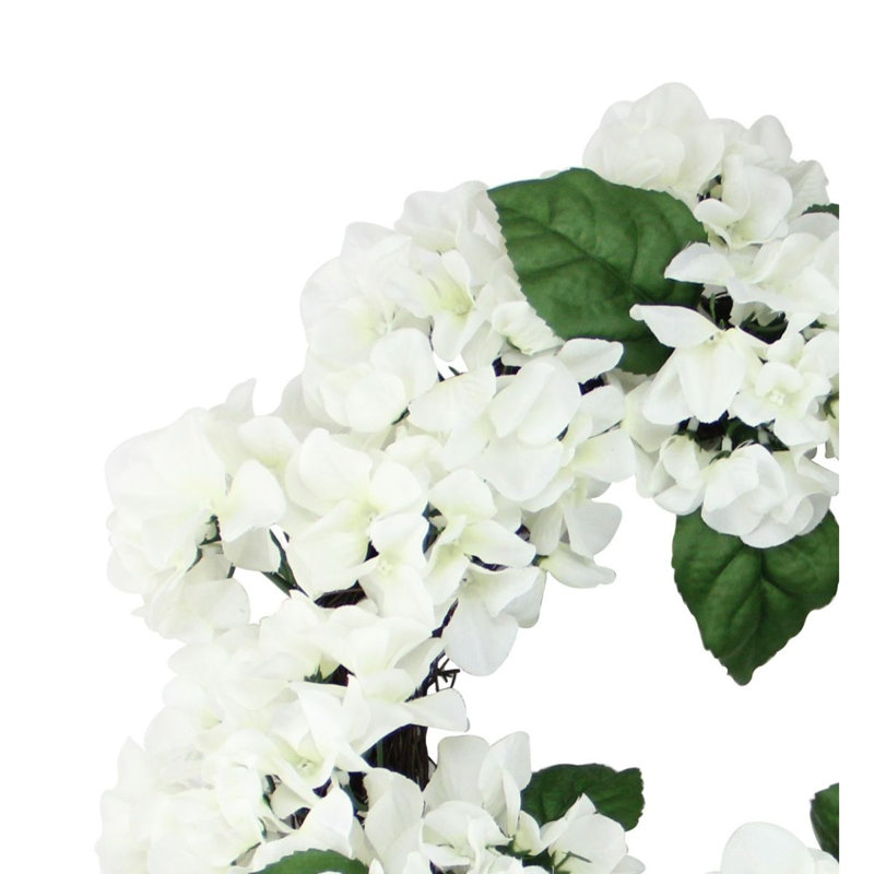 Couronne de fleurs d'hortensia artificielle 22 po, Crème