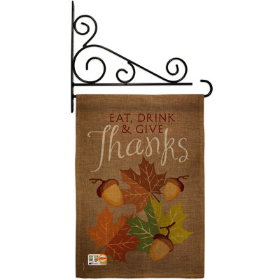 Manger, boisson & alen toile jute automne, impression de thanksgiving à 2 côtés en toile jute 19 po x 13 po drapeau de jardin