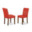 Ensemble de table de salle à manger moderne 5 pièces comprenant une table carrée en bois et 4 chaises de salle à manger Parson en similicuir rouge Firebrick, acajou-1132522876-1132522877-1195928159