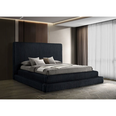 Micah Black Corduroy Platform King Bed