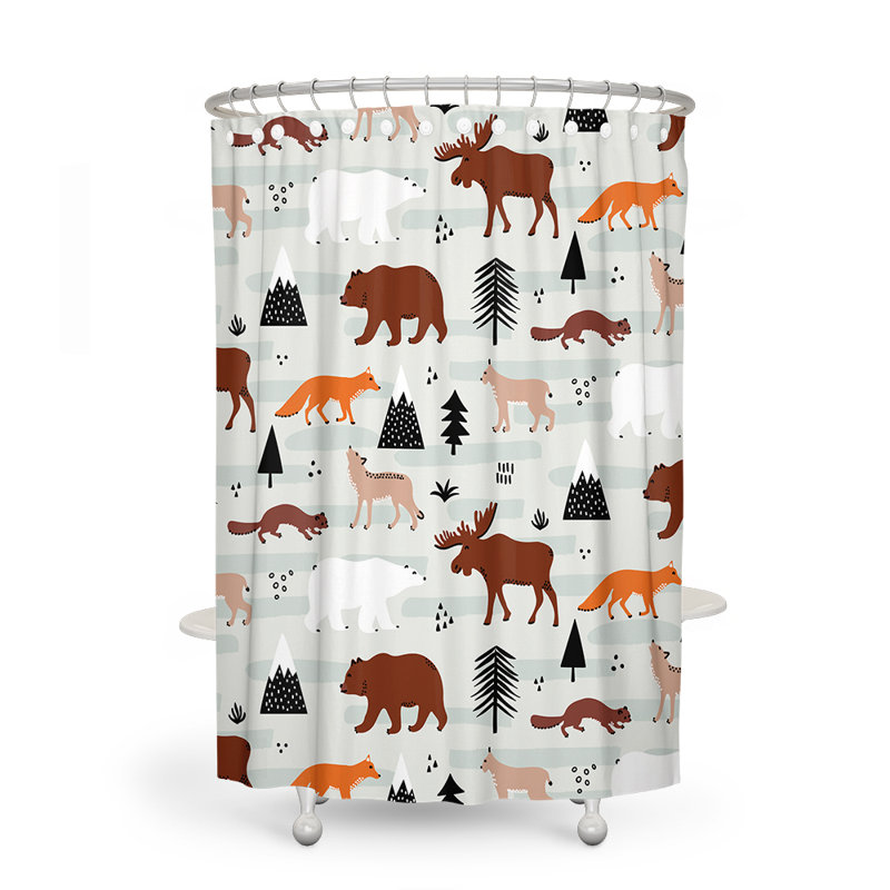 Rideau de douche simple à imprimé animal, L 70 po x L 93 po