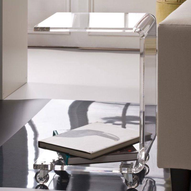 Petitt Glass Top Wheel End Table