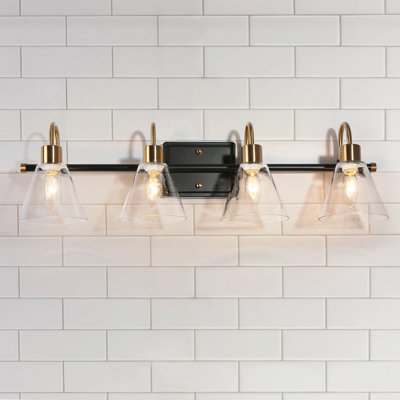 Éclairage pour salle de bain à 4 lumières à intensité variable noir / laiton Gurkiran
