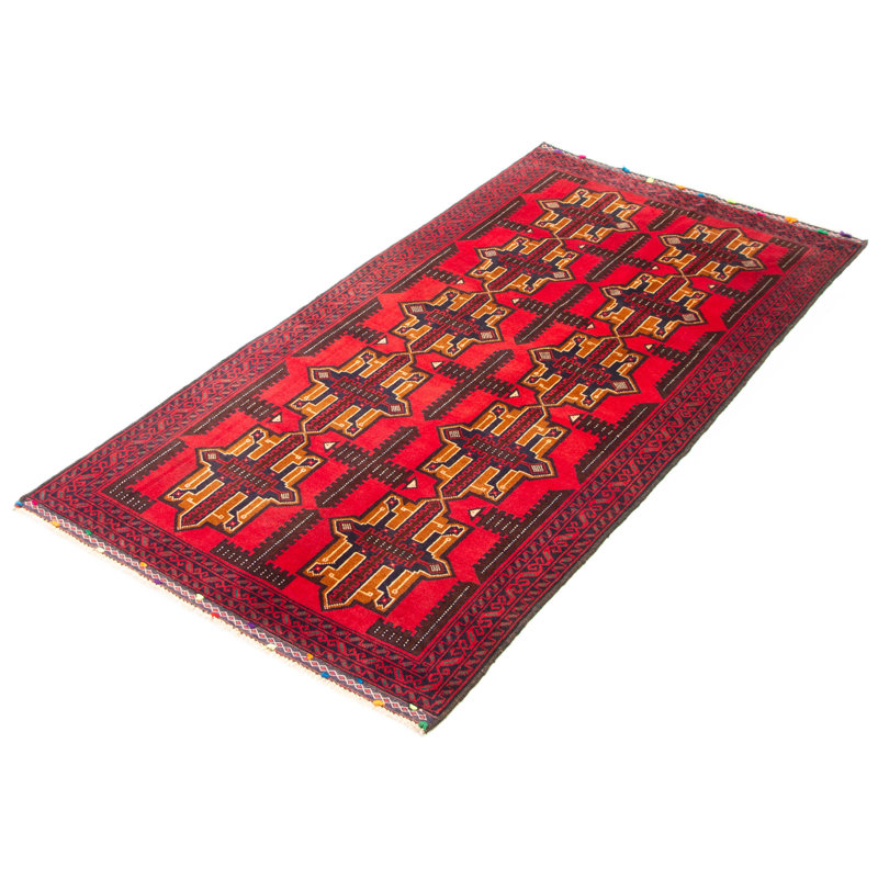 Tapis rouge Teimani 3 pi 6 po x 6 pi 8 po