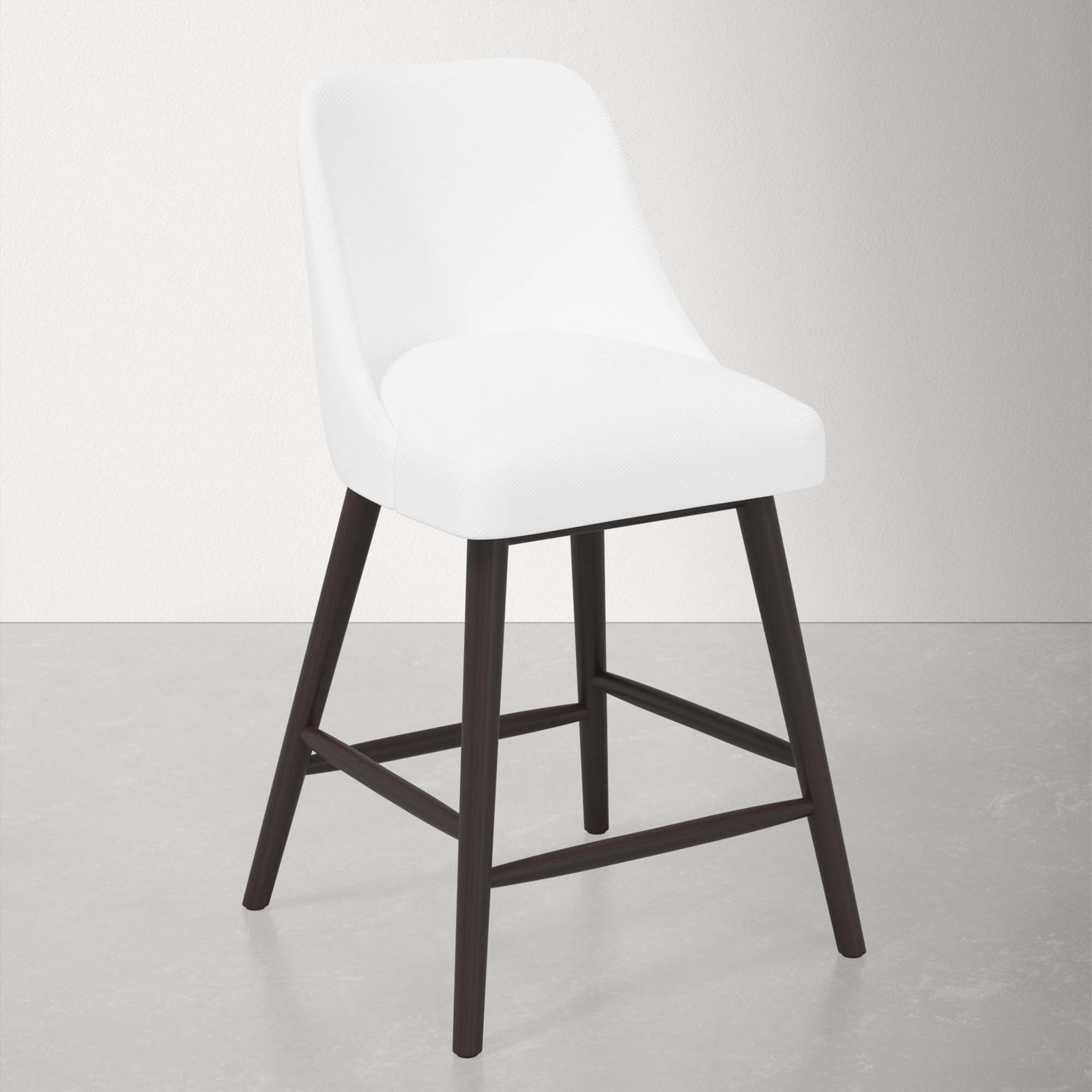 Gallie Stool, Espresso, Counter Stool (27" Seat Height), White Performance Twill