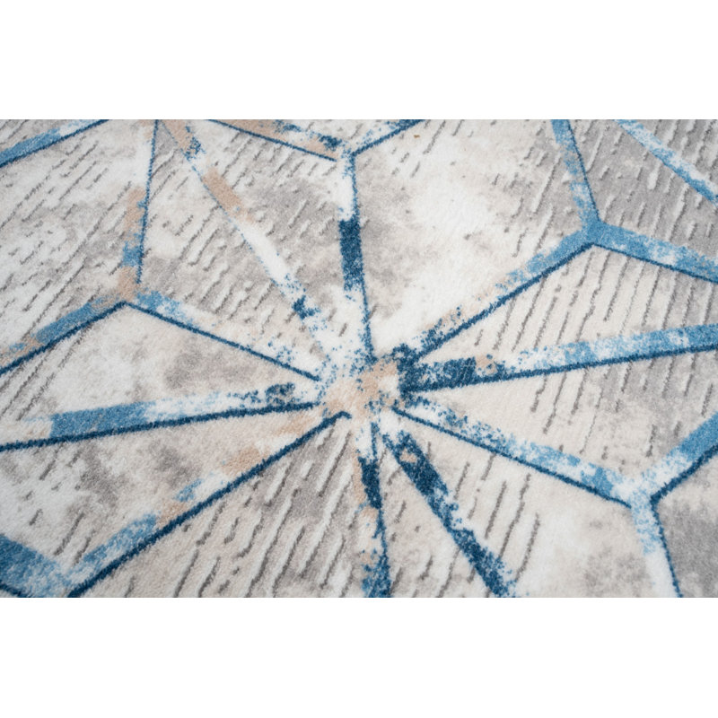 Elegant Hall Carpet, 6.6 x 8.2 ft, Grey & Blue, 100% Polyester | 1500 g/m², 0.4 in Pile Height, Non-Slip Dot Underside, Machine Washable at 86°F | Beautiful Digital Print Design, Perfect for Living Room & Entryway