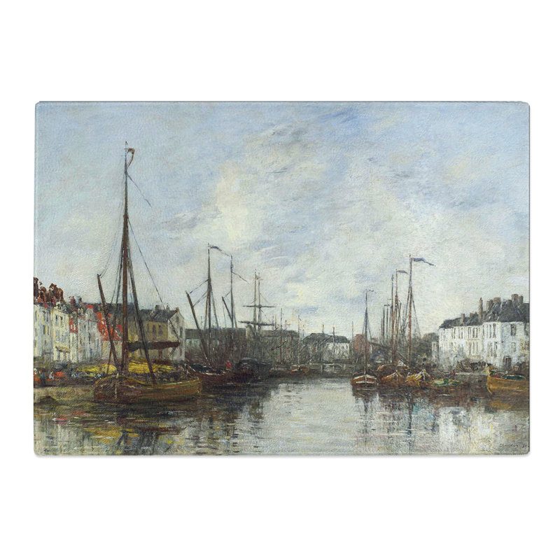 Harbour in Brussels by Eugene Boudin Chopping Board, 0.4cm H x 28.5cm W x 39cm L