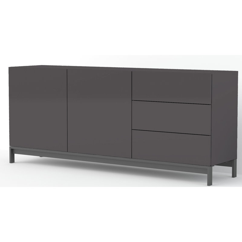 Feliciano 170 Cm Wide 3 Drawer Sideboard, Glossy Anthracite