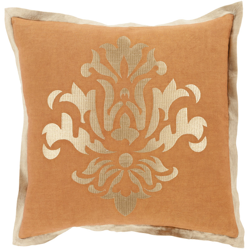 Coussin décoratif, H 22 po x l 22 po x P 4 po, Brun clair, Polyester