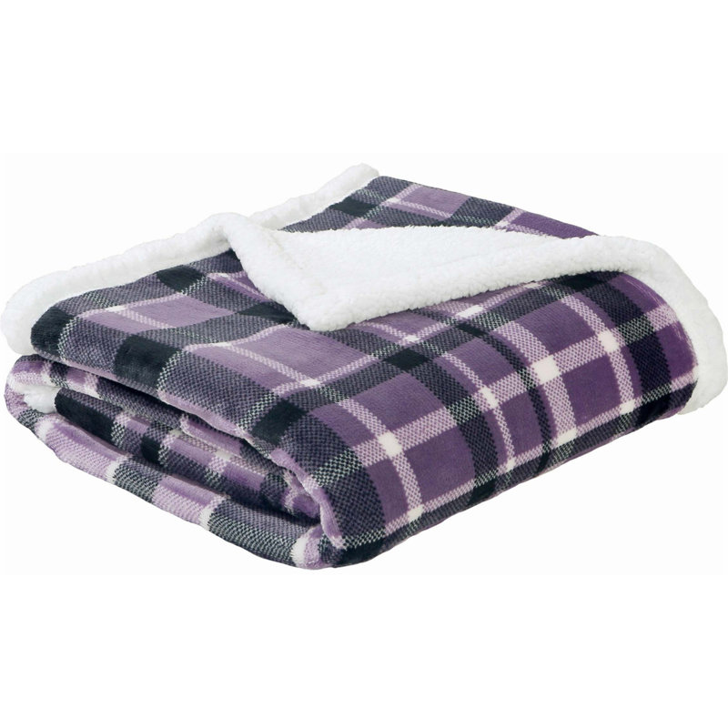 Cable Knit Throw Blanket, Purple