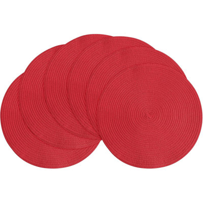 Ensemble de 6 napperons ronds tressés rouges