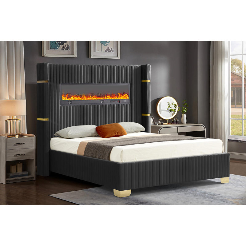 Lit plateforme gris très grand Romma, Très grand, gris