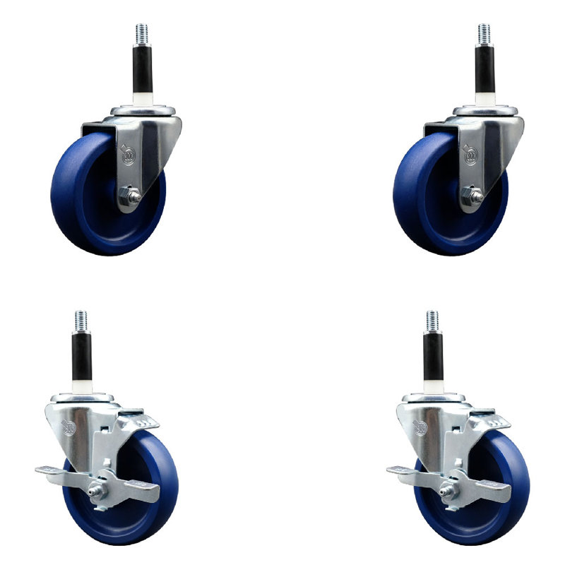 Ensemble de roulettes extensibles pivotantes en poly massif 2 roues SCC TLB 4 po x 7/8 po