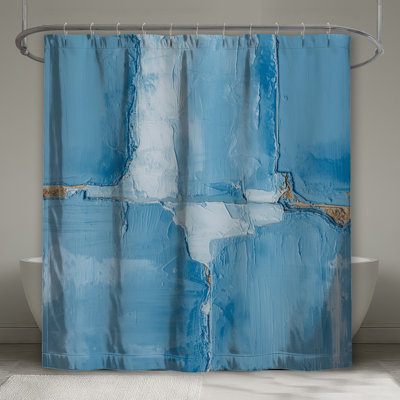 Textured Blue Abstract Shower Curtains Extra Long