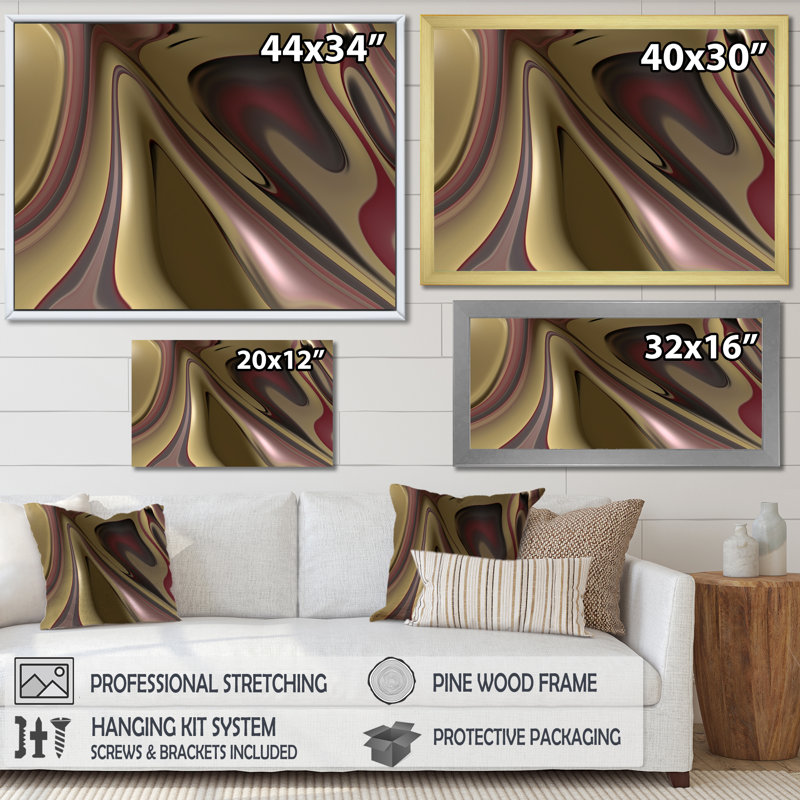 Fractal liquide Art Fusion - impressions abstraites d'art mural, Cadre simple noir, H 16 po x l 32 po x P 1 po